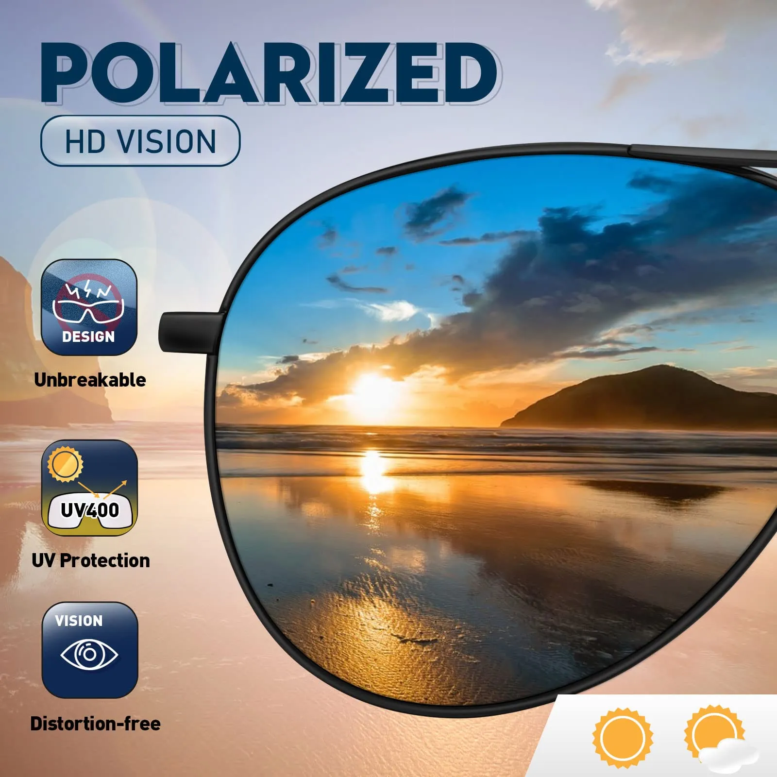 phikttu Sunglasses Men Polarized Aviator Sunglasses for Men Women Fishing Driving Sun glasses Metal Frame UV400 Protection