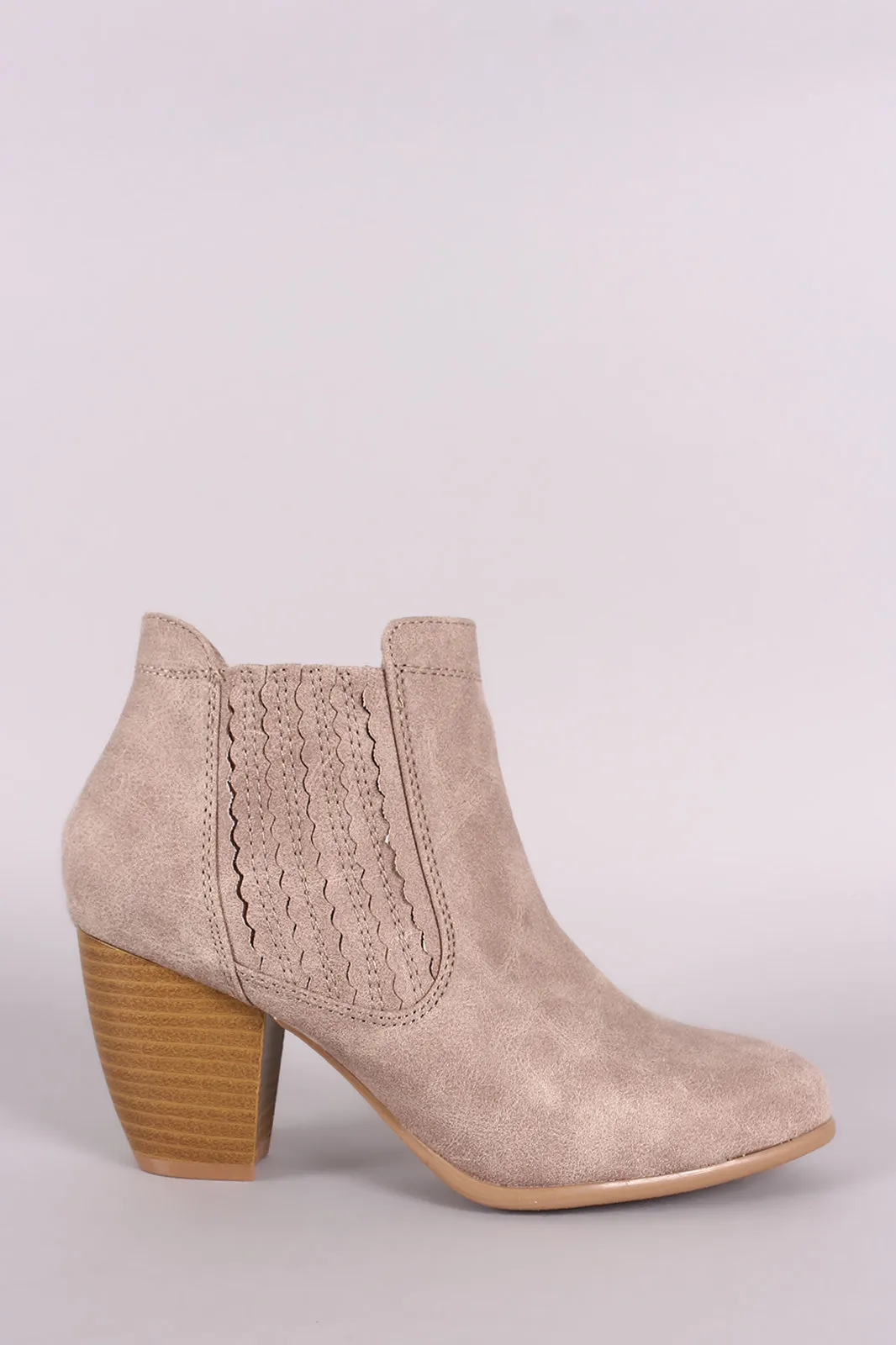 Qupid Distressed Chunky Heeled Chelsea Booties