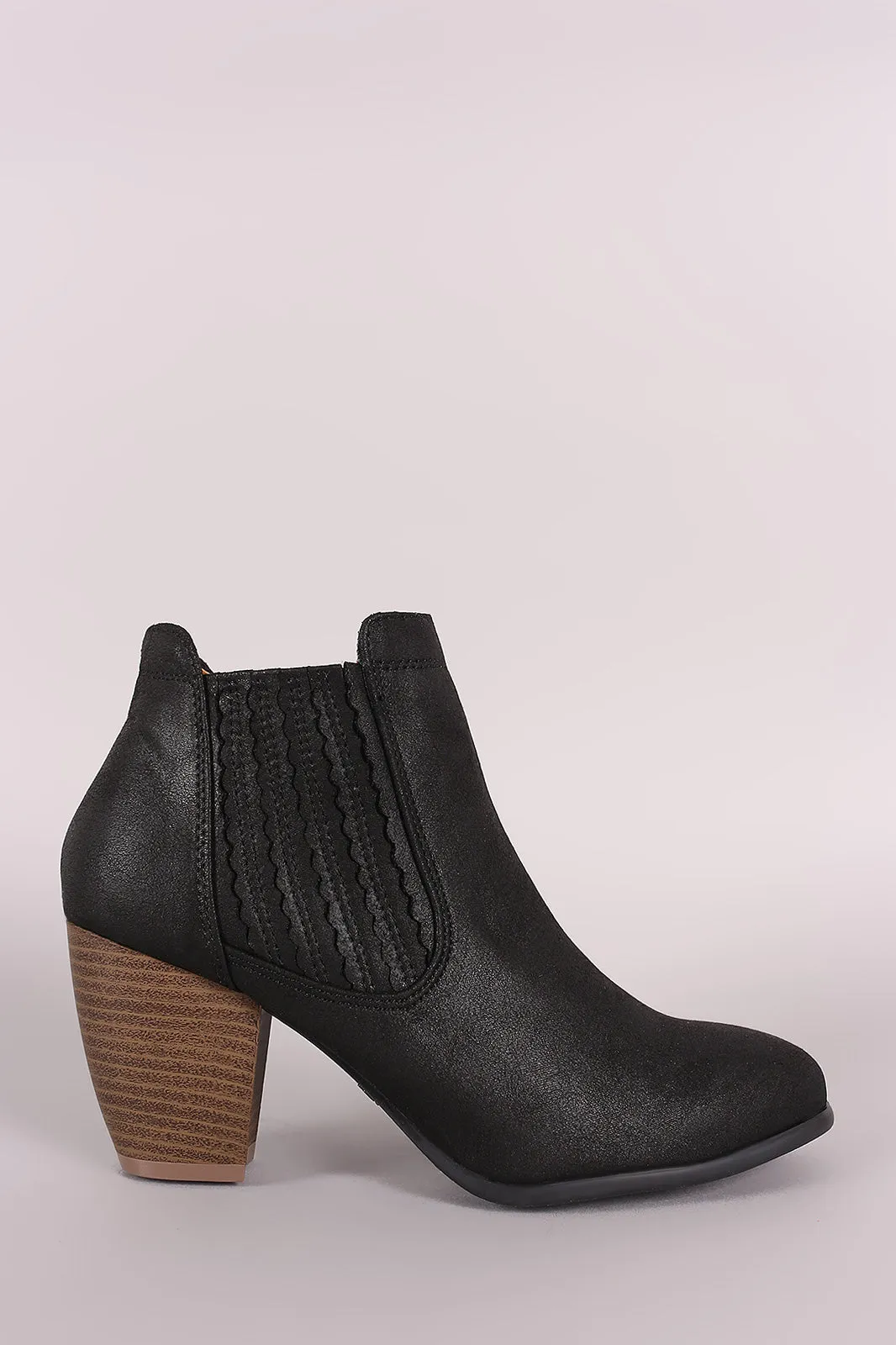 Qupid Distressed Chunky Heeled Chelsea Booties