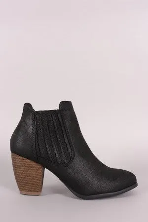Qupid Distressed Chunky Heeled Chelsea Booties