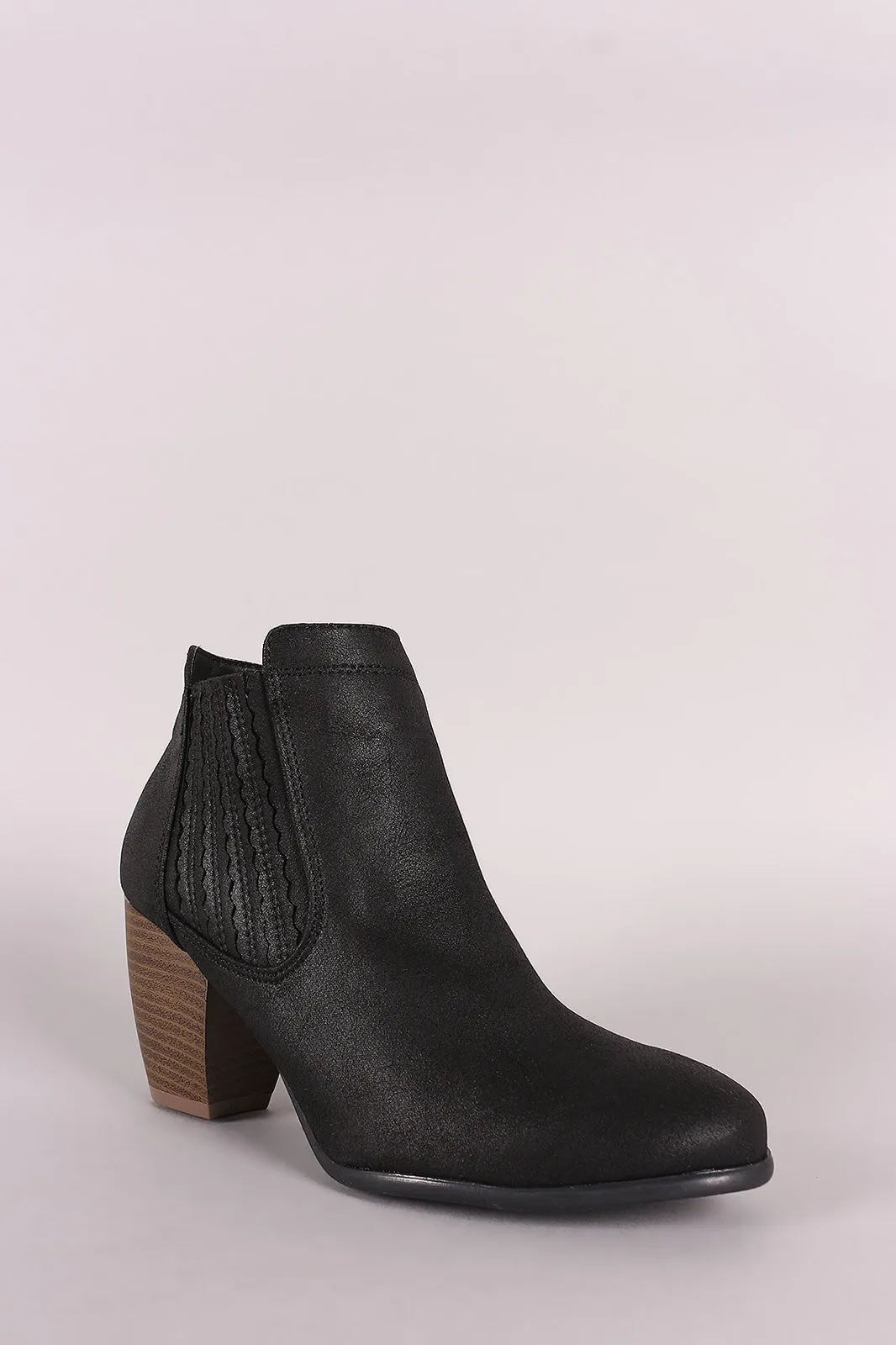 Qupid Distressed Chunky Heeled Chelsea Booties