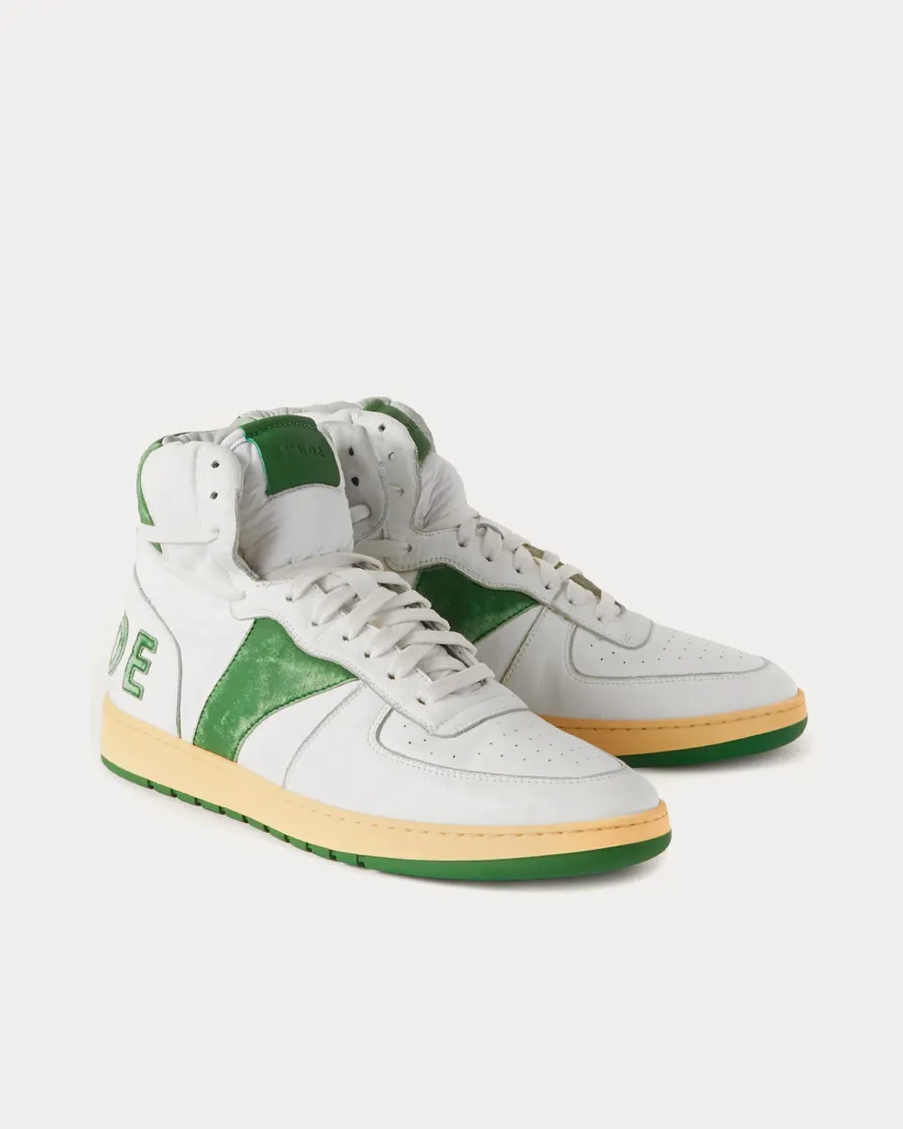 Rhecess Sky Suede-Trimmed Leather White / Green High Top Sneakers