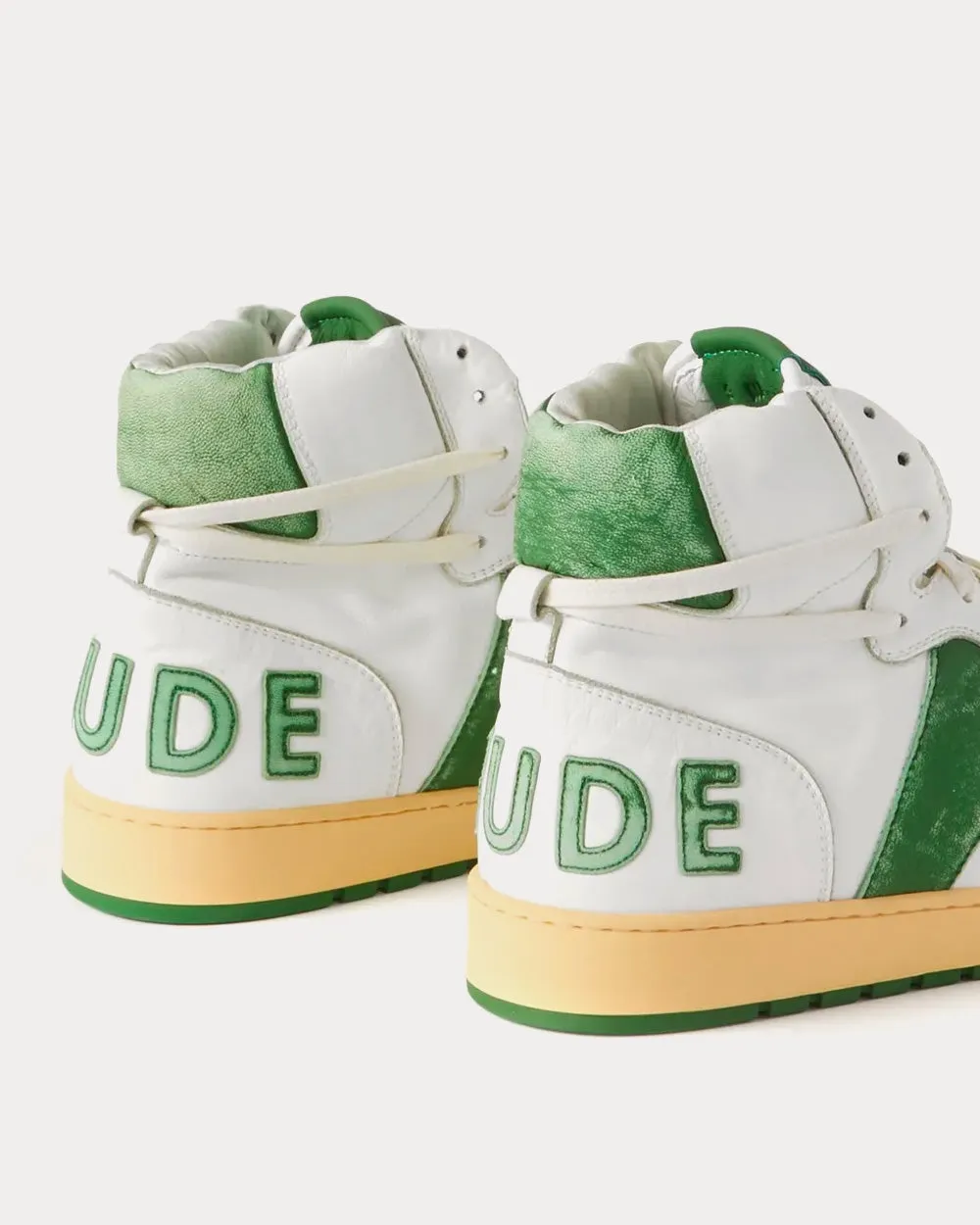 Rhecess Sky Suede-Trimmed Leather White / Green High Top Sneakers