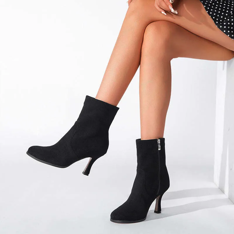 Round Toe Winter High-Heeled Stiletto Boots