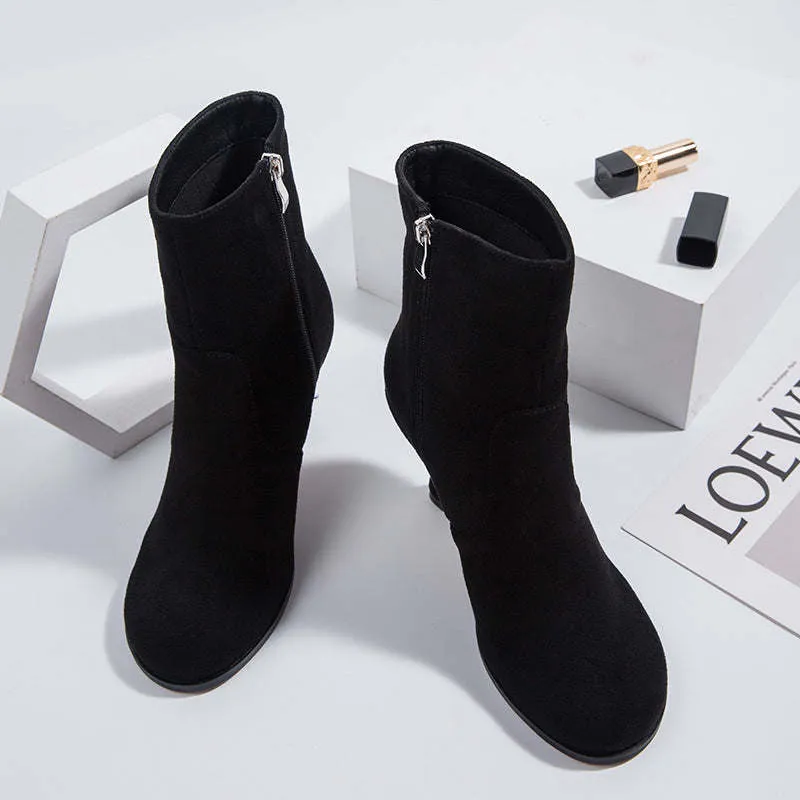 Round Toe Winter High-Heeled Stiletto Boots