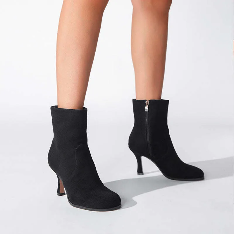 Round Toe Winter High-Heeled Stiletto Boots