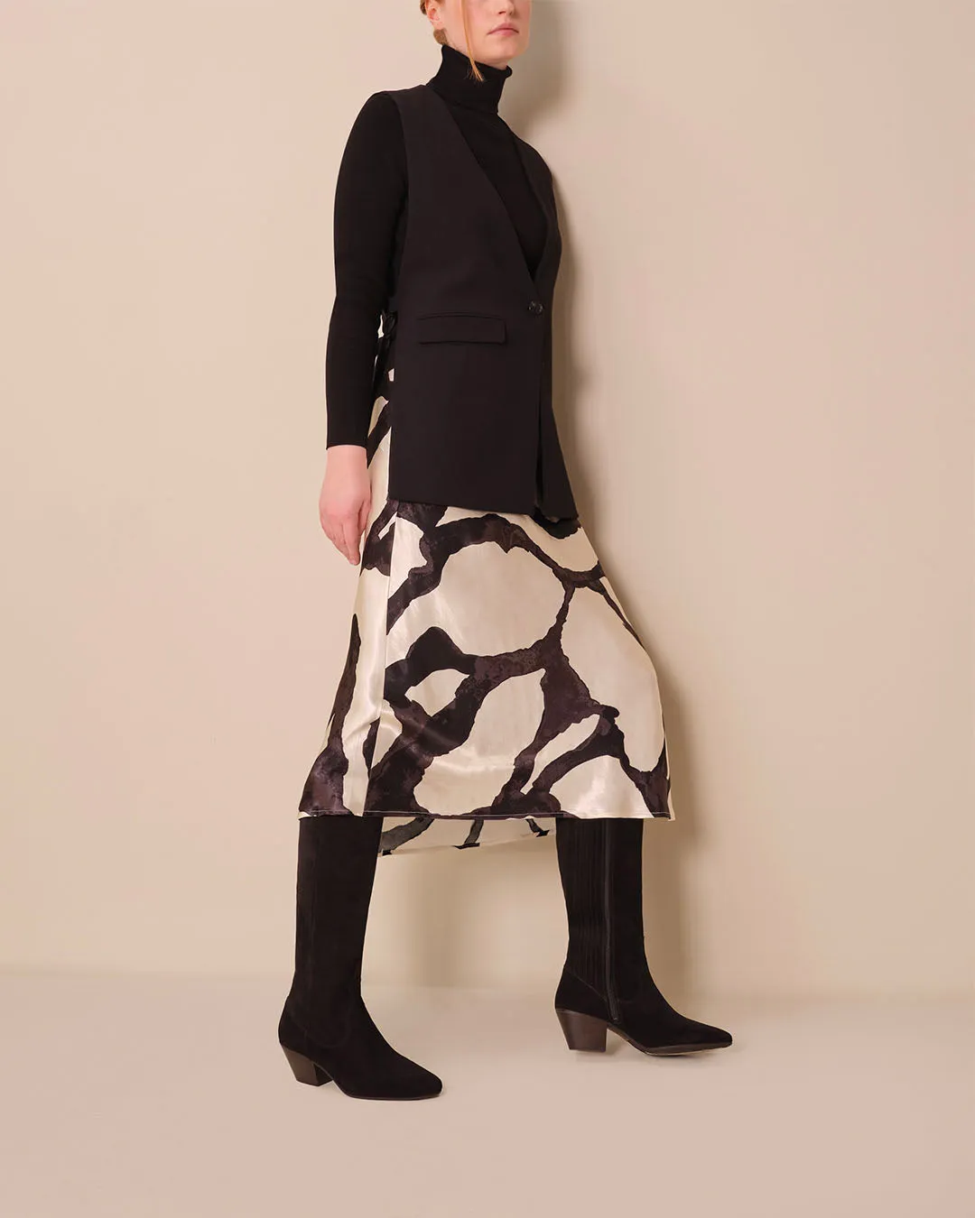 Saffron Knee High Boots in Black Suede