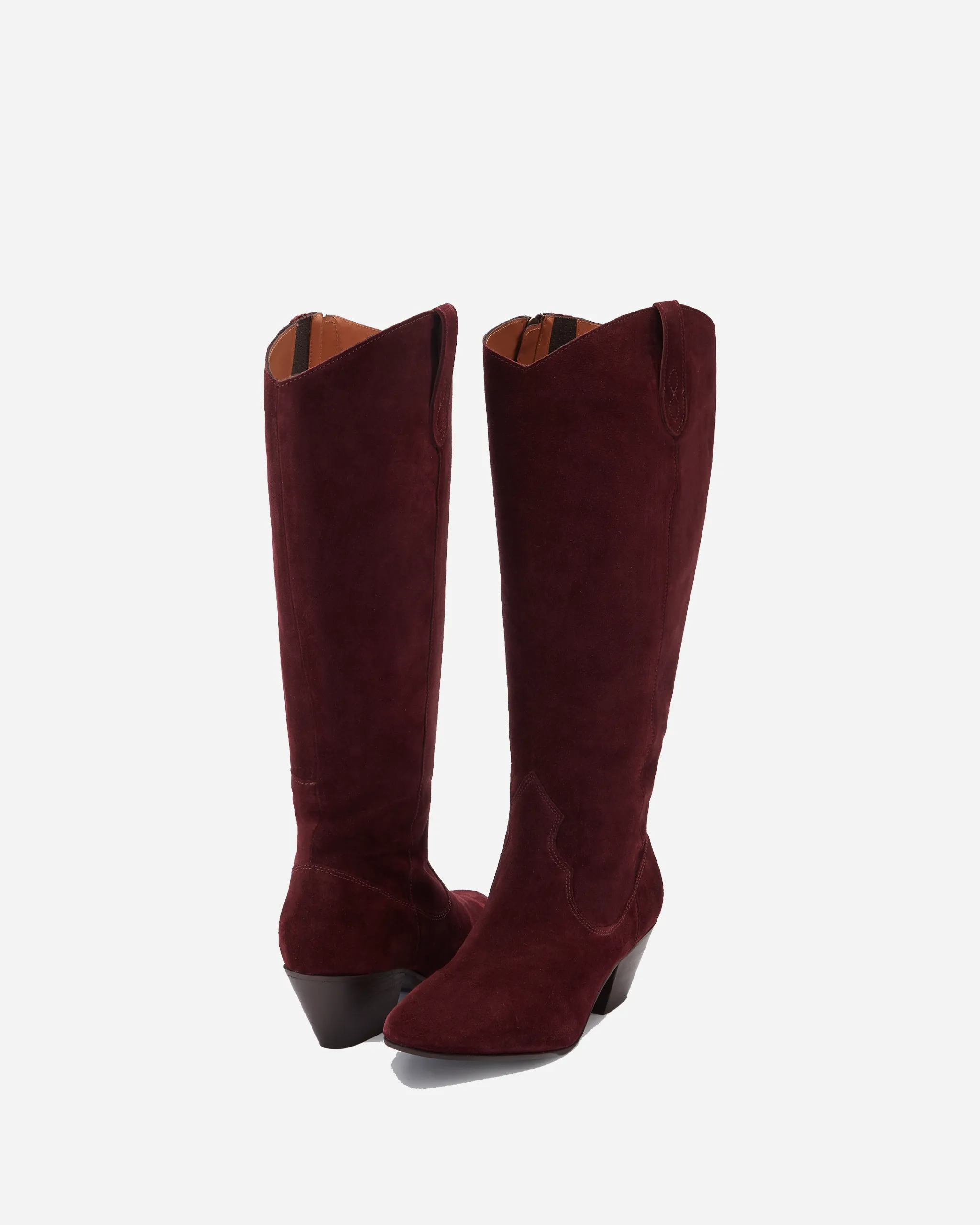 Saffron Knee High Boots in Burgundy Suede