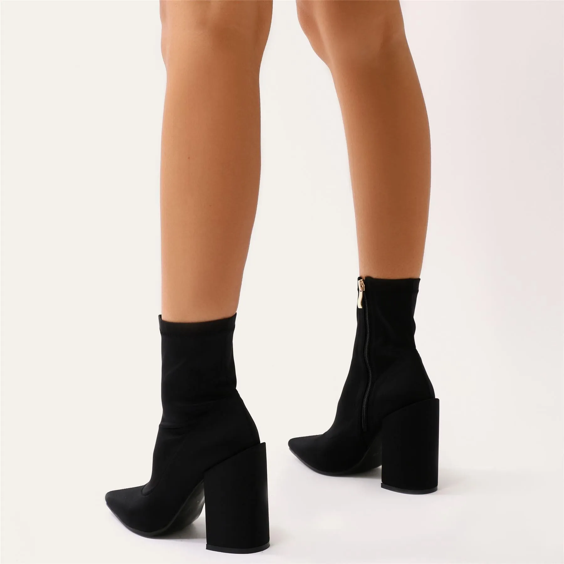 Salt Sock Fit Ankle Boots in Black Stretch