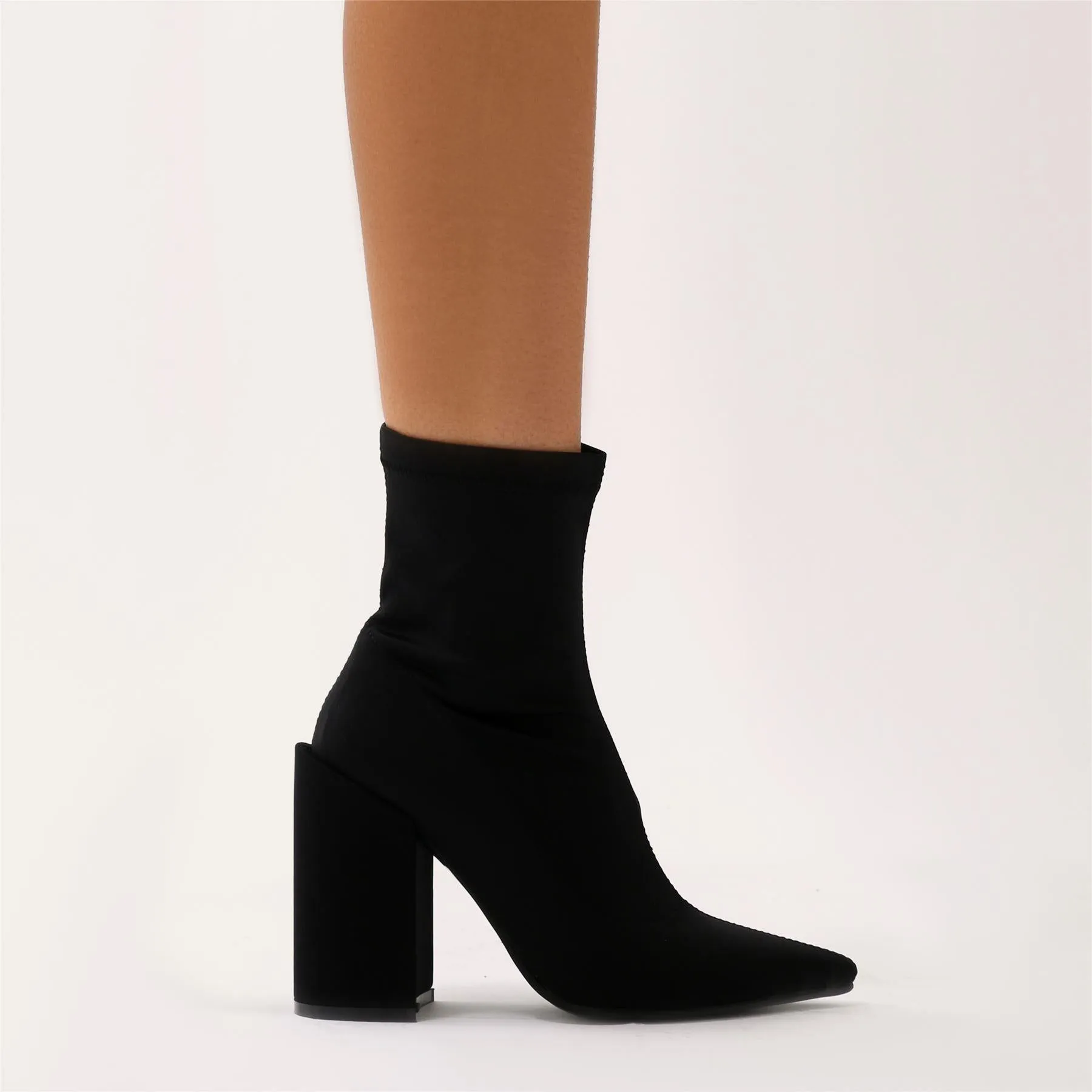 Salt Sock Fit Ankle Boots in Black Stretch