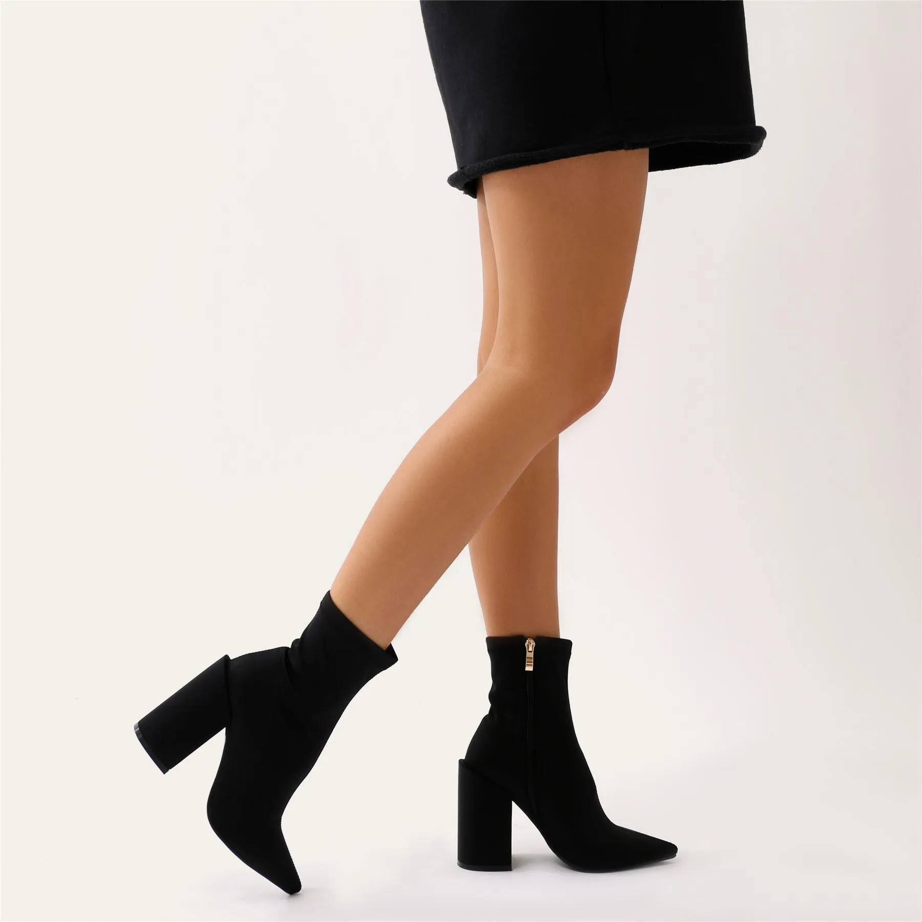 Salt Sock Fit Ankle Boots in Black Stretch