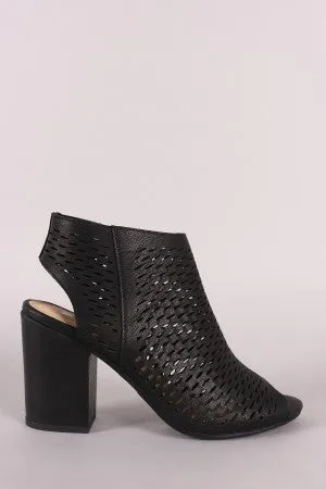 Soda Perforated Chunky Heeled Booties