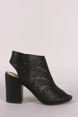 Soda Perforated Chunky Heeled Booties
