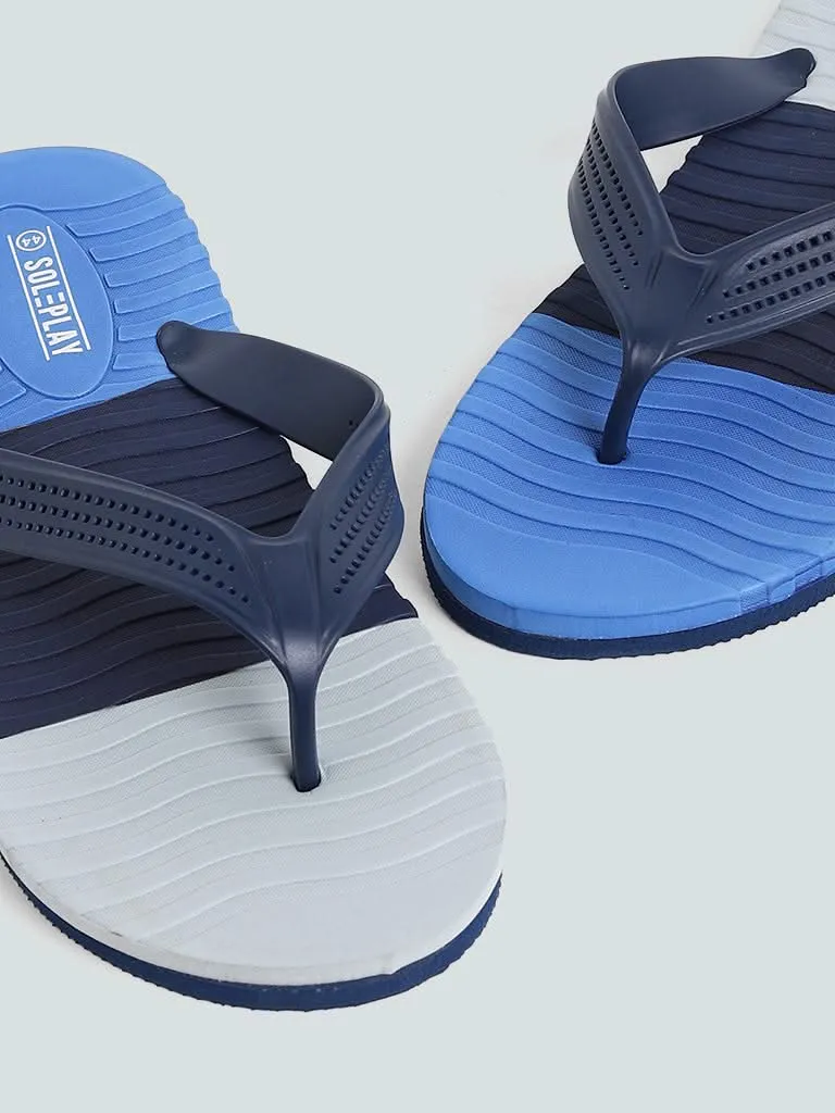 SOLEPLAY Navy Blue Color Block Flip Flop