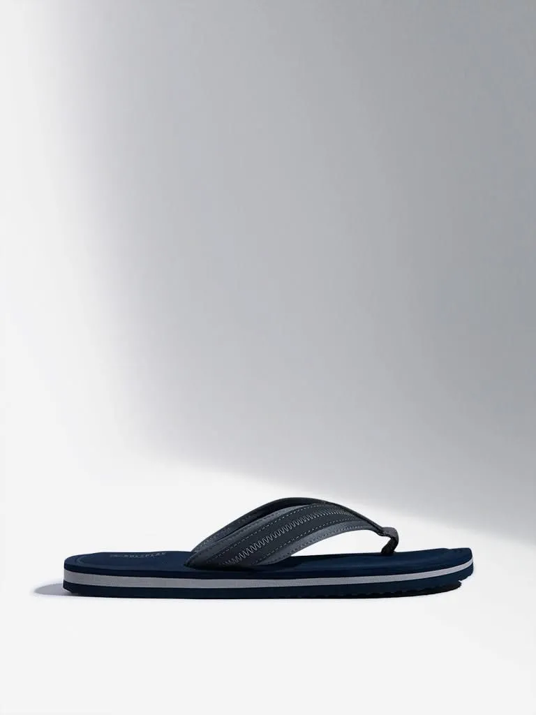 SOLEPLAY Navy Stitch-Detailed Flip-Flops
