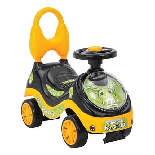 ToyMagic Push N Go Ride Toy Car|Non Electric Horn Included|Interactive Outdoor Toy With Dynamic Steering Control|Active Roleplay|Push Car with Backrest|Best Birthday Gift For 1 to5 Years|Made In India