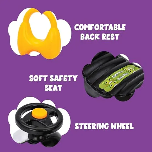 ToyMagic Push N Go Ride Toy Car|Non Electric Horn Included|Interactive Outdoor Toy With Dynamic Steering Control|Active Roleplay|Push Car with Backrest|Best Birthday Gift For 1 to5 Years|Made In India