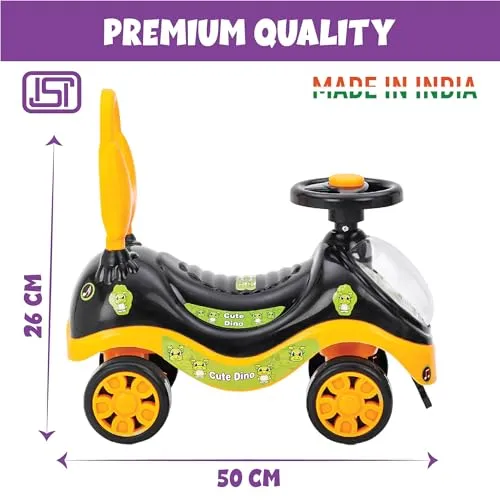ToyMagic Push N Go Ride Toy Car|Non Electric Horn Included|Interactive Outdoor Toy With Dynamic Steering Control|Active Roleplay|Push Car with Backrest|Best Birthday Gift For 1 to5 Years|Made In India