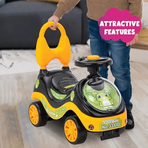 ToyMagic Push N Go Ride Toy Car|Non Electric Horn Included|Interactive Outdoor Toy With Dynamic Steering Control|Active Roleplay|Push Car with Backrest|Best Birthday Gift For 1 to5 Years|Made In India