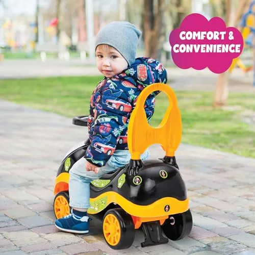 ToyMagic Push N Go Ride Toy Car|Non Electric Horn Included|Interactive Outdoor Toy With Dynamic Steering Control|Active Roleplay|Push Car with Backrest|Best Birthday Gift For 1 to5 Years|Made In India