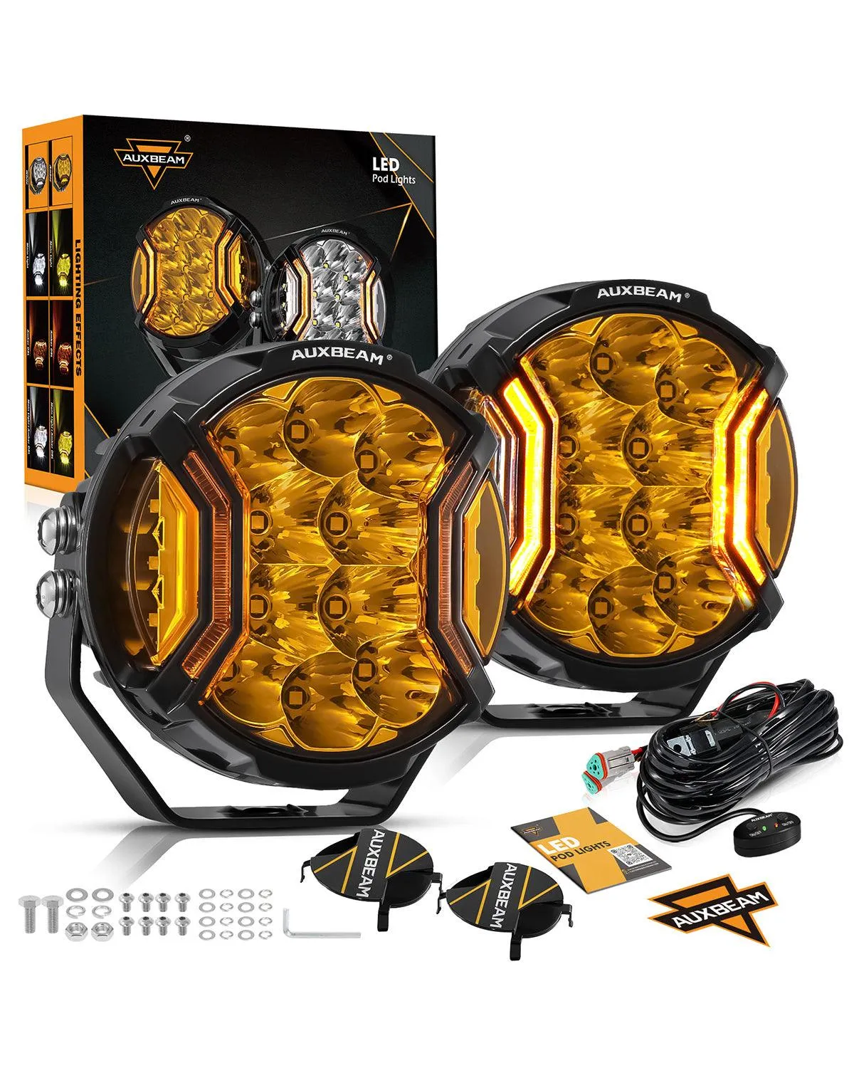 V-ULTRA Series | 5 Inch 172W LED Side Shooter Amber Pod Lights with Amber DRL