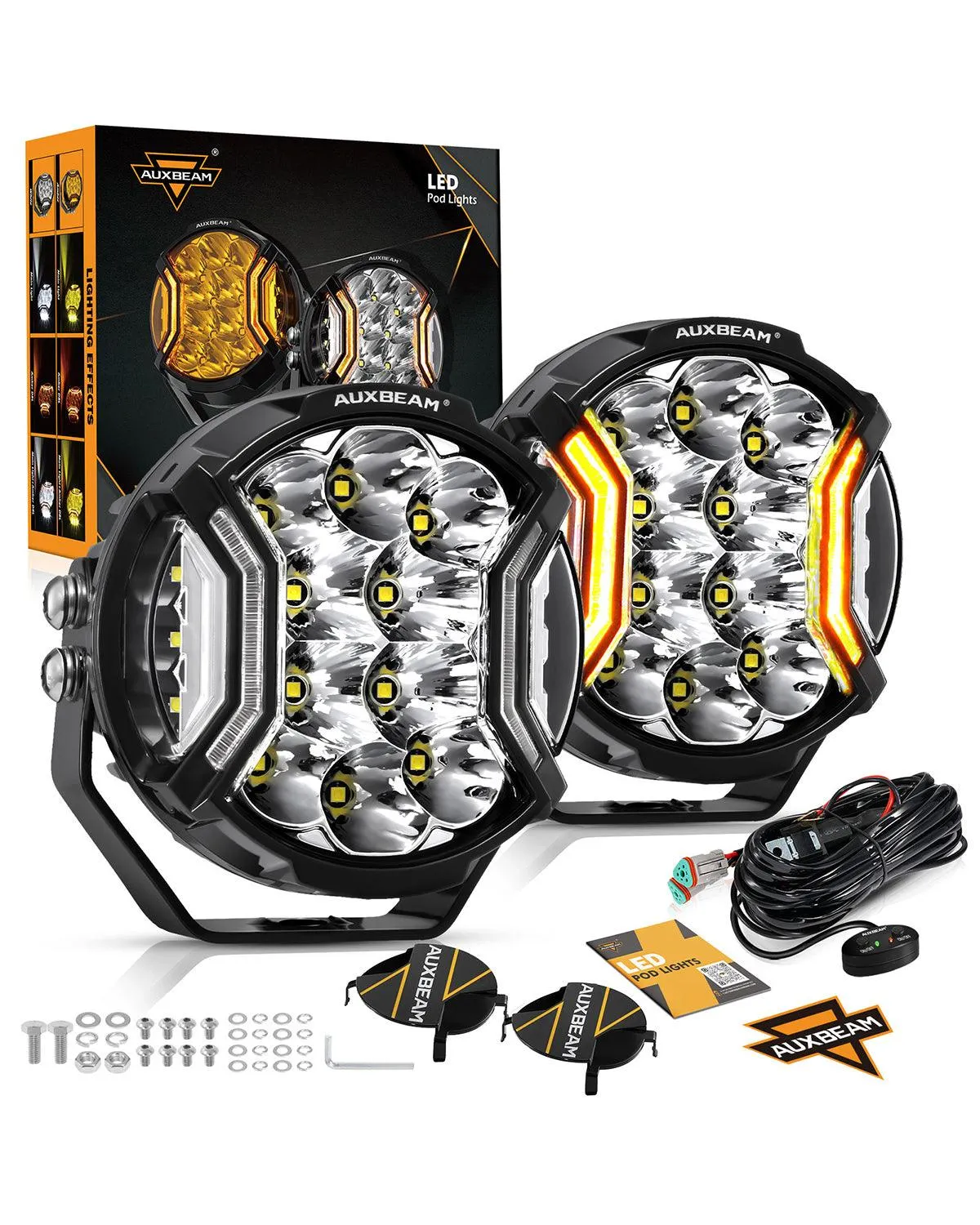 V-ULTRA Series | 5 Inch 172W LED Side Shooter White Pod Lights with Amber DRL