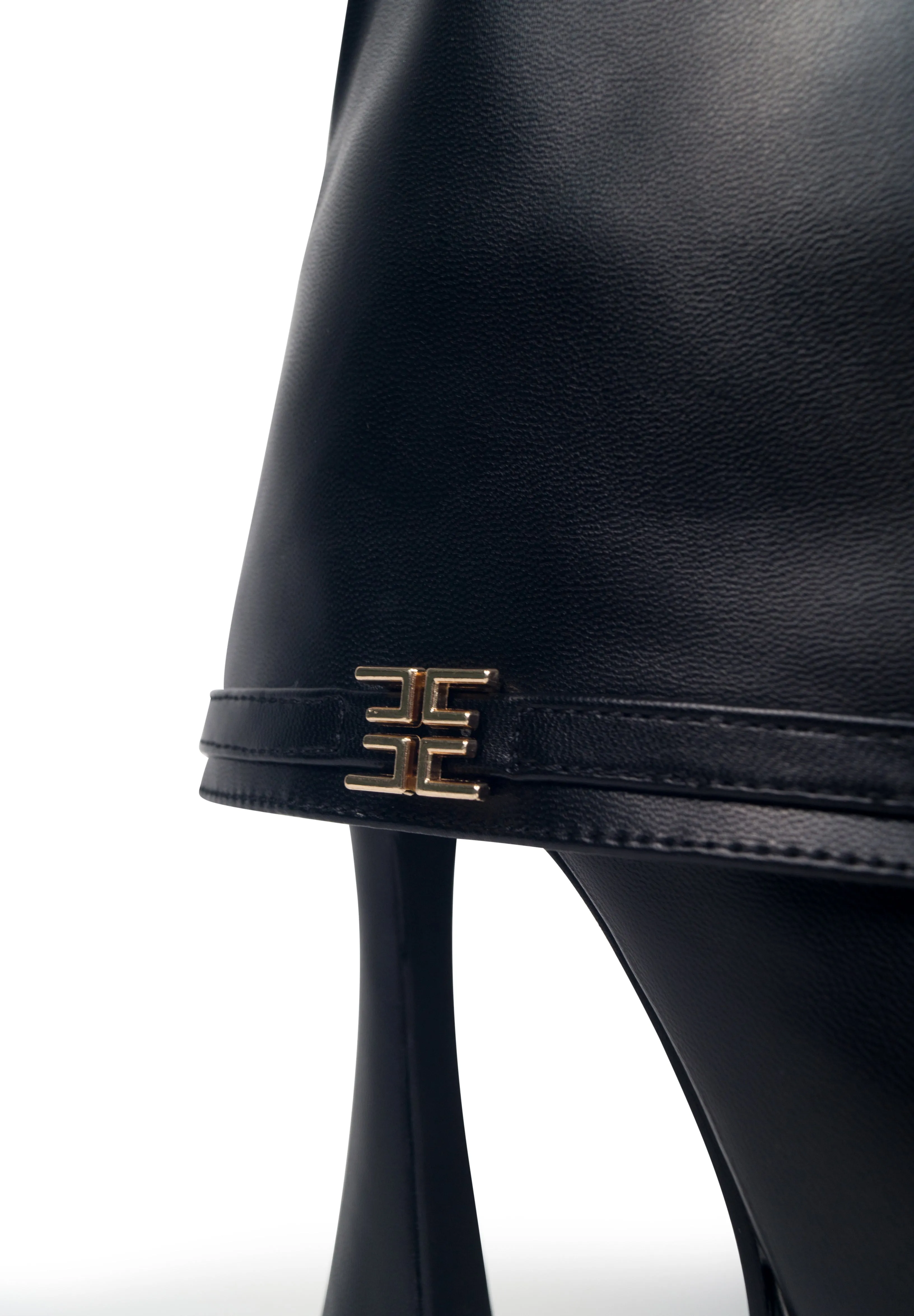XANDRIA Black - High platform pointy folded heeled boots