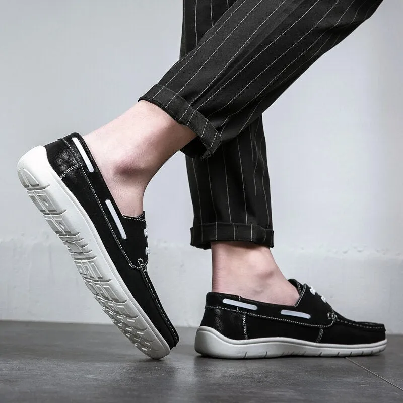 xiangtuibao Genuine Leather Men Casual Shoes Luxury Brand  Mens Loafers Moccasins Breathable Slip on Black Driving Shoes