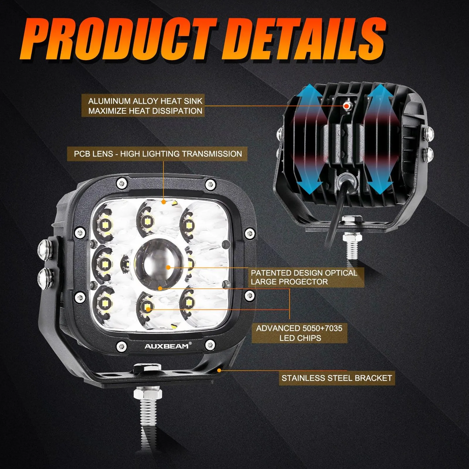 XP-ULTRA Series 5 Inch 110W 11000LM White/Amber LED Driving Lights Pods Light