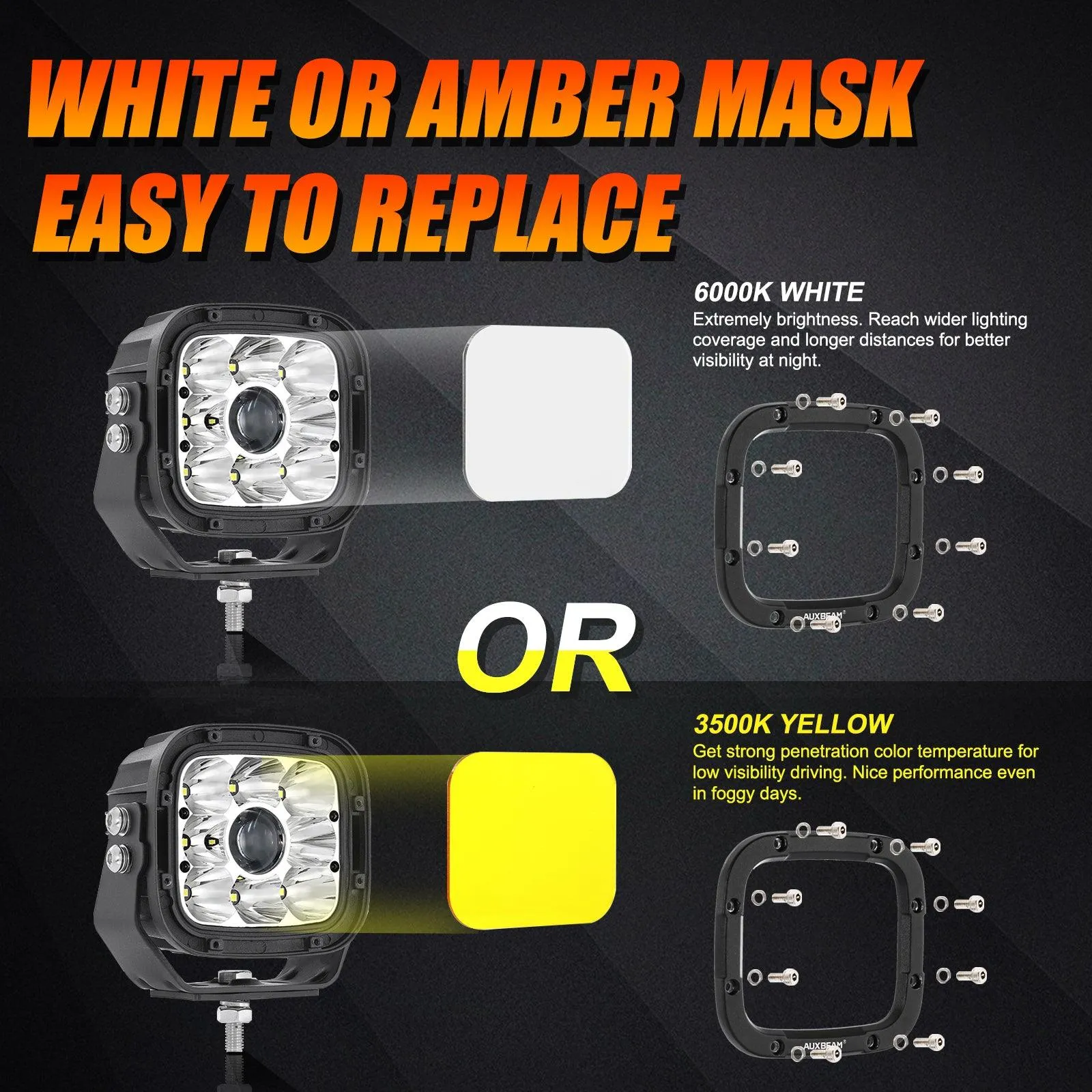XP-ULTRA Series 5 Inch 110W 11000LM White/Amber LED Driving Lights Pods Light